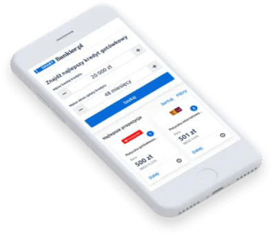 Obrazek przedstawiający leżący smartfon z otwartym serwisem bankier.pl/smart na ekranie